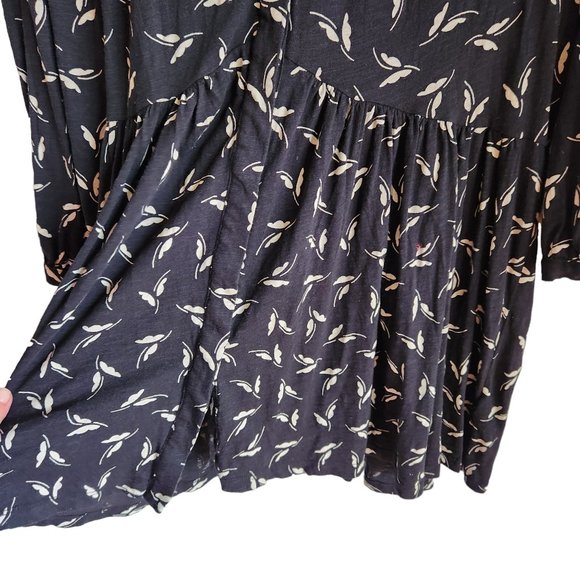 Anthropologie Maeve Shirt Women's XL Black Winona Babydoll Tunic Butterfly Print - Picture 9 of 12